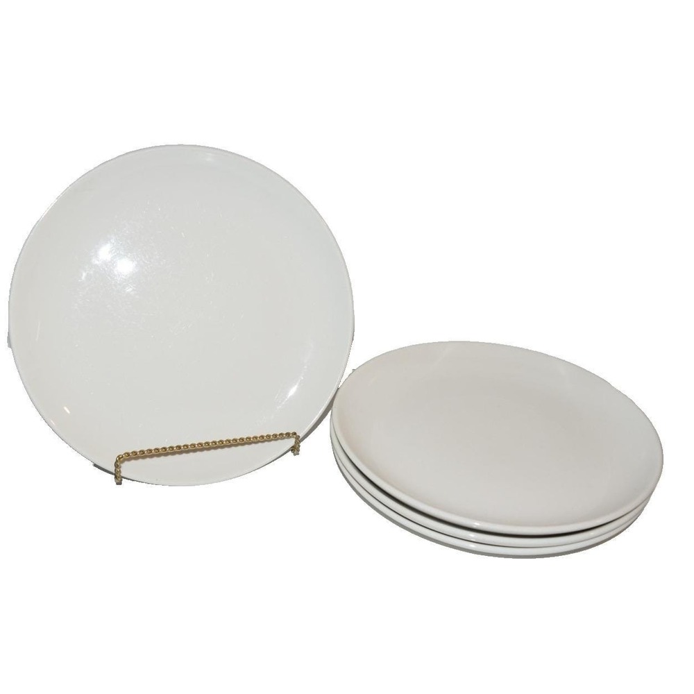 Vtg‎ Russel Wright Iroquois  White Dinner Plate  4 pc set  10" MCM FLAW